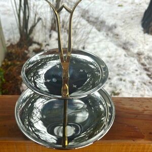Vintage MCM two-tier chrome serving tray.  Riviera.  Rare!